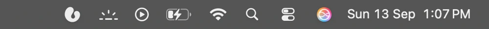 The menu bar, magnified, with the Mindslip droplet circled.